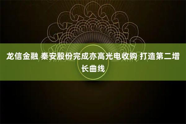 龙信金融 秦安股份完成亦高光电收购 打造第二增长曲线
